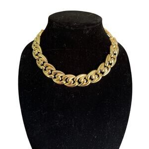 vintage Gold tone large link choker style necklace statement necklace